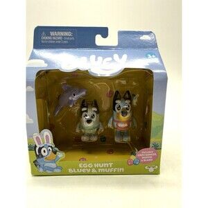 Bluey & Muffin Egg Hunt Easter Spring Set  w Grey Dancer the Dolphin Figures
